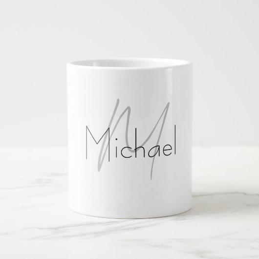 Mit Monogramm Minimalistischer Schlichter Name Jumbo-Tasse (Vorderseite)