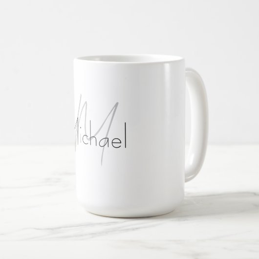 Mit Monogramm Minimalistischer Schlichter Name Kaffeetasse (VorderseiteRechts)