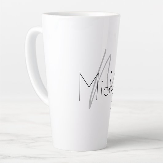 Mit Monogramm Minimalistischer Schlichter Name Milchtasse (Linke Ecke)