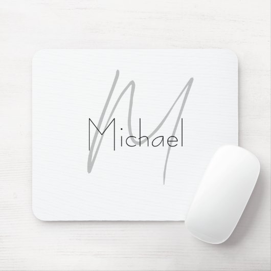 Mit Monogramm Minimalistischer Schlichter Name Mousepad (Mit Mouse)