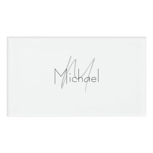 Mit Monogramm Minimalistischer Schlichter Name Namenschild (Vorderseite)