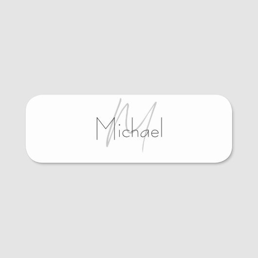 Mit Monogramm Minimalistischer Schlichter Name Namensschild (Vorderseite)