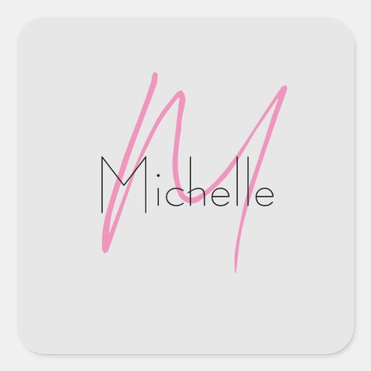 Mit Monogramm Minimalistischer Schlichter Name Quadratischer Aufkleber (Vorderseite)