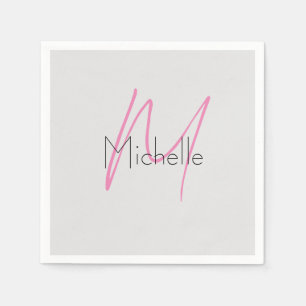 Mit Monogramm Minimalistischer Schlichter Name Serviette