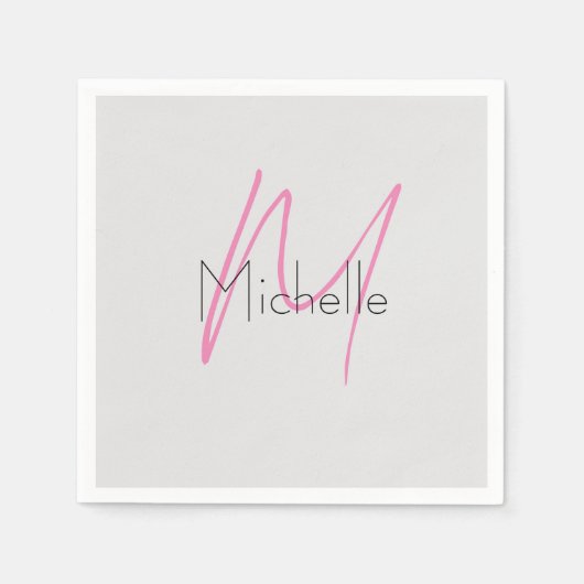 Mit Monogramm Minimalistischer Schlichter Name Serviette (Vorderseite)