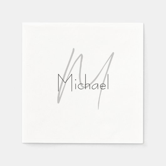 Mit Monogramm Minimalistischer Schlichter Name Serviette (Vorderseite)