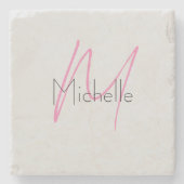 Mit Monogramm Minimalistischer Schlichter Name Steinuntersetzer (Vorderseite)