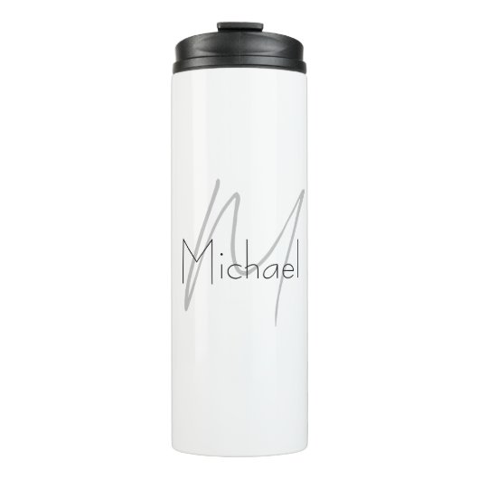 Mit Monogramm Minimalistischer Schlichter Name Thermosbecher (Vorderseite)