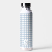 Mit Monogramm Minimalistisches Blue Gingham Karier Trinkflasche (Links)