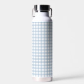Mit Monogramm Minimalistisches Blue Gingham Karier Trinkflasche (Vorne)