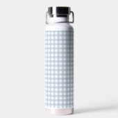 Mit Monogramm Minimalistisches Blue Gingham Karier Trinkflasche (Rückseite)