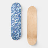 Mit Monogramm Minimallinie Art Blue Skateboard (Vorderseite)