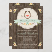 MIT MONOGRAMM MINT HORSESHOE WESTERN BRAUTPARTY EINLADUNG (Vorne/Hinten)