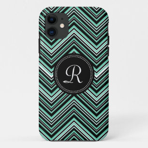 Mit Monogramm Minze Black Tribal Zickzack Muster Case-Mate iPhone Hülle