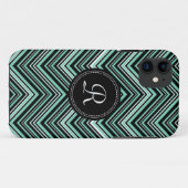 Mit Monogramm Minze Black Tribal Zickzack Muster Case-Mate iPhone Hülle (Rückseite (Horizontal))