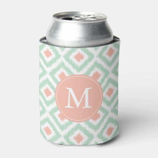 Mit Monogramm Minze- und Korallenmuster Dosenkühler (Kanne Vorderseite)