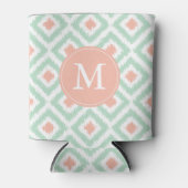 Mit Monogramm Minze- und Korallenmuster Dosenkühler (Vorderseite)