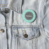 Mit Monogramm Minzgrau-marokkanisches Ogee-Muster Button (Beispiel)