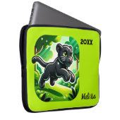 Mit Monogramm mit Schwarz-Grün-Panther-Cube | Laptopschutzhülle (Vorne Rechts)