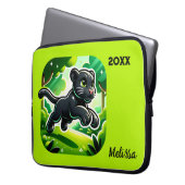 Mit Monogramm mit Schwarz-Grün-Panther-Cube | Laptopschutzhülle (Vorderseite Links)