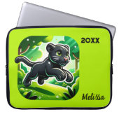 Mit Monogramm mit Schwarz-Grün-Panther-Cube | Laptopschutzhülle (Vorderseite)