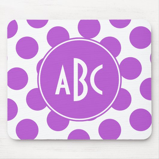 Mit Monogramm Mittelorchid Polka Dots Mousepad (Vorne)