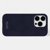 Mit Monogramm Mitternachtsblauer Imitat Leather Lo Case-Mate iPhone Hülle (Rückseite (Horizontal))
