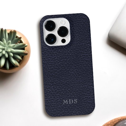 Mit Monogramm Mitternachtsblauer Imitat Leather Lo Case-Mate iPhone Hülle