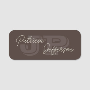 Mit Monogramm Mocha Dark Brown Schöne Handschrift Namensschild