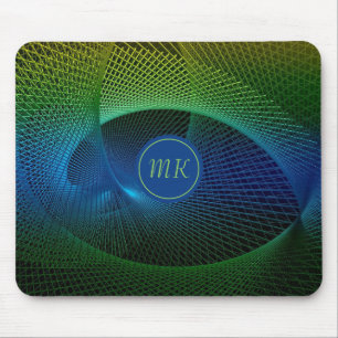 Mit Monogramm-Modern-Fraktal-Maus Mousepad