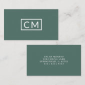 Mit Monogramm-modern Minimal Stilgrün Visitenkarte (Vorne/Hinten)