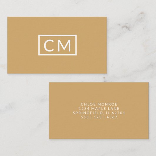 Mit Monogramm-modern-minimaler Senfgelb Visitenkarte (Vorne/Hinten)