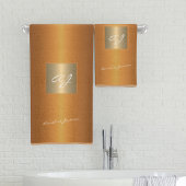 Mit Monogramm, modern, orange und elegant Badhandtuch Set