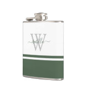Mit Monogramm Modern Script Evergreen Flachmann (Links)