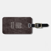 Mit Monogramm moderne braune Imitate Leather Textu Gepäckanhänger (Vorderseite horizontal)