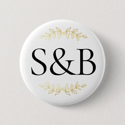 Mit Monogramm, moderne, einfache und Minimalistisc Button (Vorderseite)