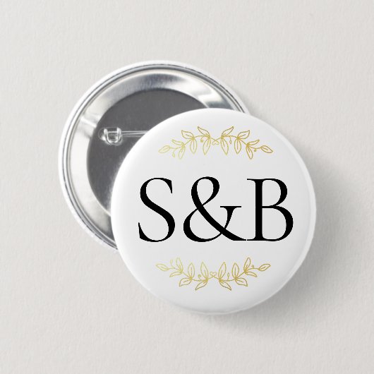 Mit Monogramm, moderne, einfache und Minimalistisc Button (Vorne & Hinten)