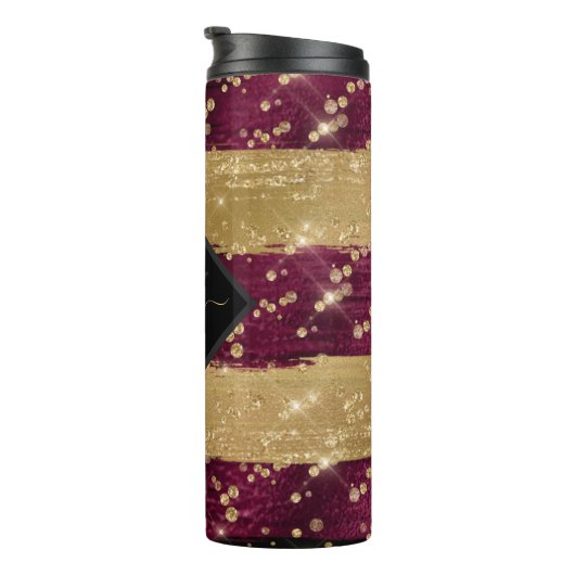 Mit Monogramm moderne Glitzer Thermosbecher (Nach rechts gedreht)