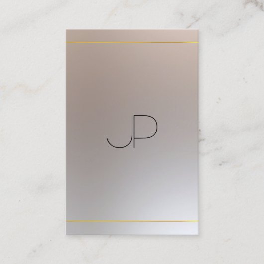Mit Monogramm moderne Gold Silber Look Template Visitenkarte (Vorderseite)