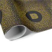 Mit Monogramm, moderne goldene Punkte schwarz Geschenkpapier (Rolleneckpunkt)
