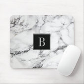 Mit Monogramm moderne graue und weiße Marmortextur Mousepad (Mit Mouse)