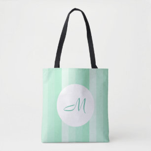 Mit Monogramm, moderne, grüne Streifenvorlage Tasche