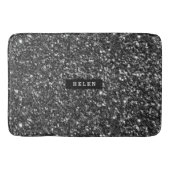 Mit Monogramm moderne Imitate Schwarzer Glitzer Badematte (Vorderseite)