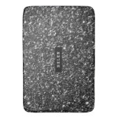 Mit Monogramm moderne Imitate Schwarzer Glitzer Badematte (Vorderseite Vertikal)