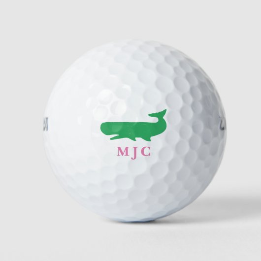 Mit Monogramm moderne Initialen Rosa Grünwal Golfball (Vorderseite)
