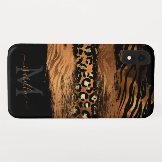 Mit Monogramm moderne Kupferskripte Case-Mate iPhone Hülle (Rückseite (Horizontal))