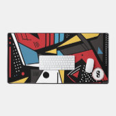 Mit Monogramm Moderne rote und schwarze Geometrie  Schreibtischunterlage (Tastatur & Maus)