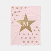 Mit Monogramm moderne, sanfte Rosa- und Goldsterne Fleecedecke (Vorderseite)