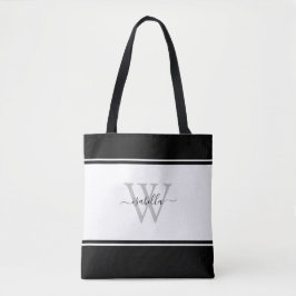 Mit Monogramm moderne Schrift Schwarz-weiß Tasche