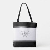Mit Monogramm moderne Schrift Schwarz-weiß Tasche (Rückseite)